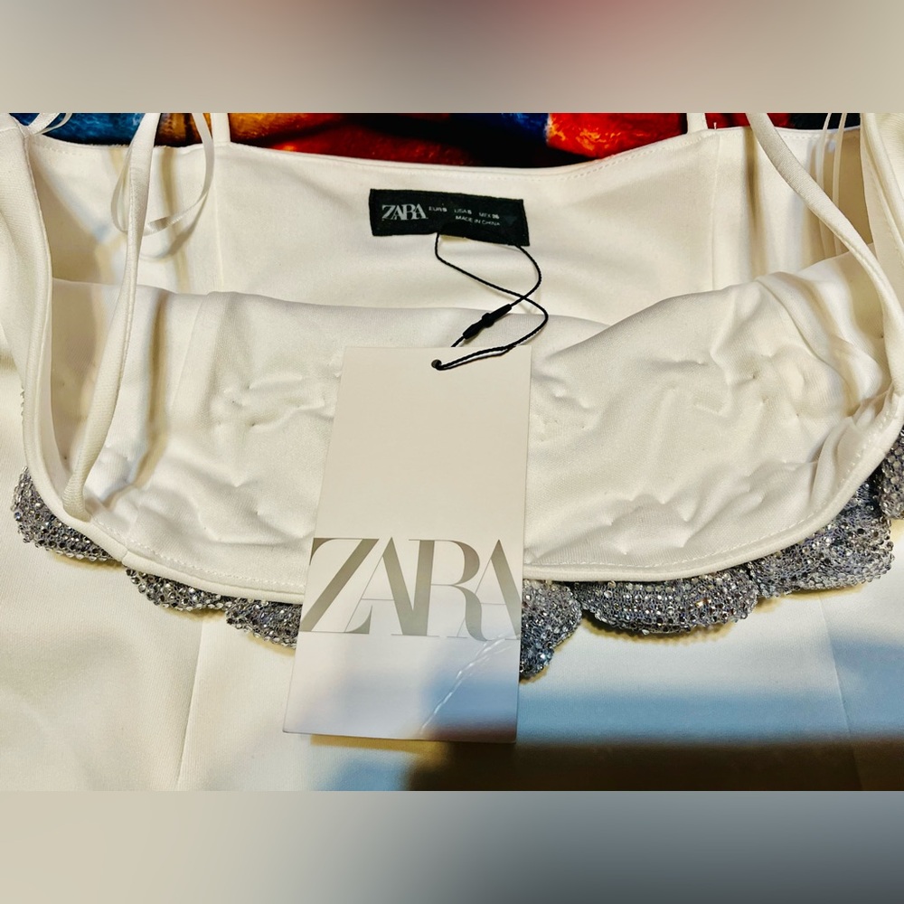 Zara Black and White Formal Top with Embellishments - Picture 7 of 16